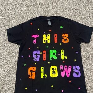 Next Level Apparel Kids Black T-shirt with Colorful Glow in UV light Print